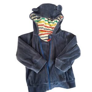 Mini Boden Blue zip Hooded Towel Top 3-4